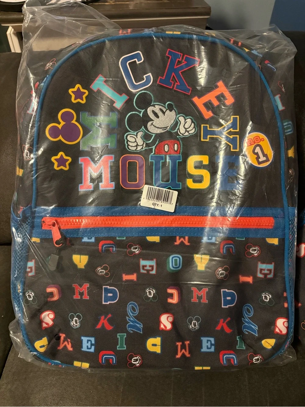 SET OF TWO Disney Mickey Mouse Black Backpack with Multicolor Lettering